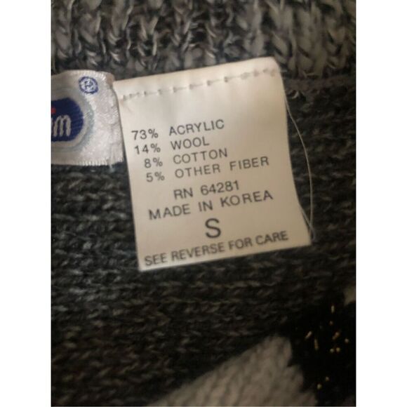 vtg womens wool blend dolman sleeve swt sz S metallic beads leaves quail - Picture 12 of 12